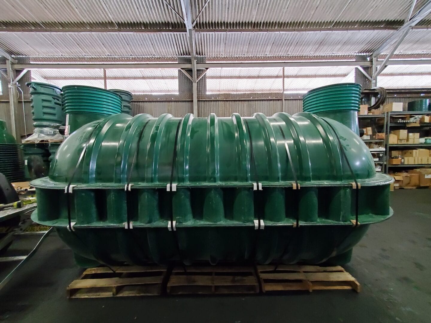 Fiberglass septic tank green
